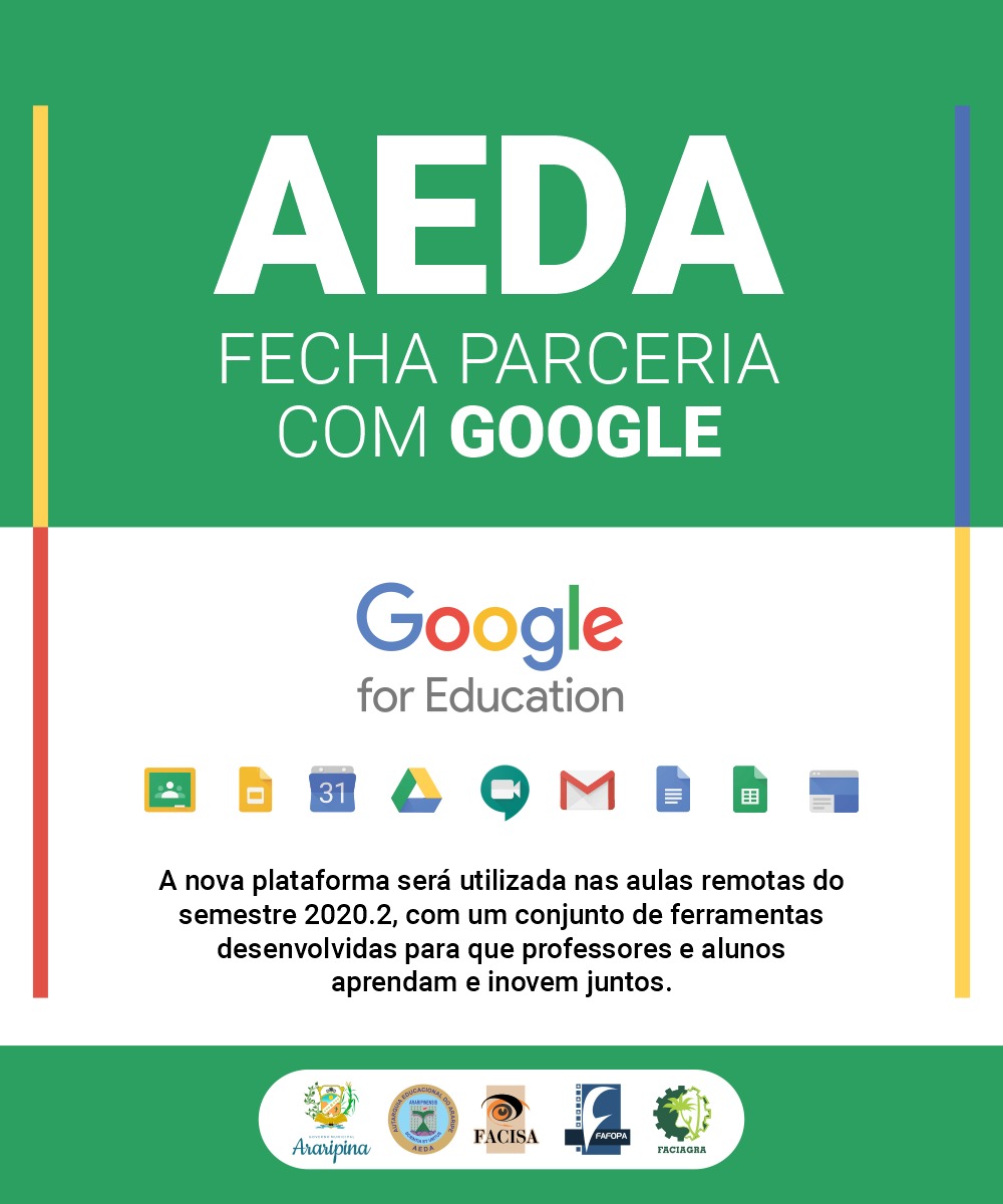 AEDA ANUNCIA PARCERIA COM GOOGLE PARA UTILIZAÇÃO DA PLATAFORMA GOOGLE FOR EDUCATION